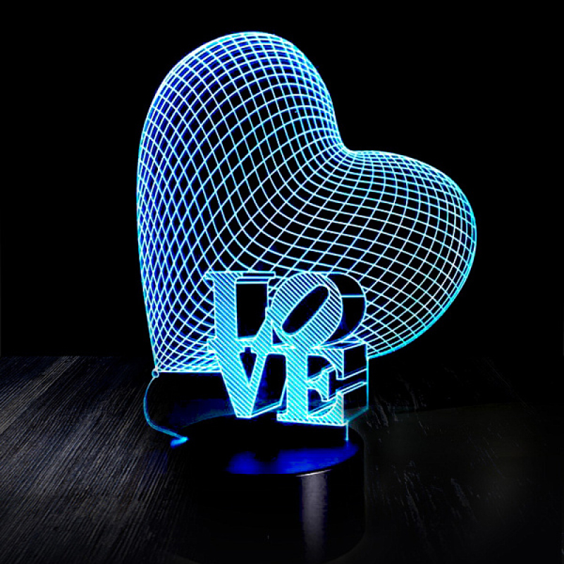 3D Светильник Сердце LOVE - фото