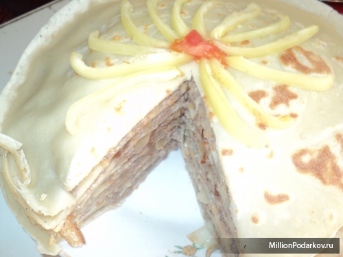 Рецепт печеночно-блинного торта