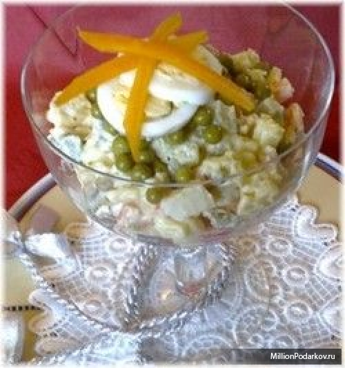 Рецепт салата с зеленым горошком и ветчиной