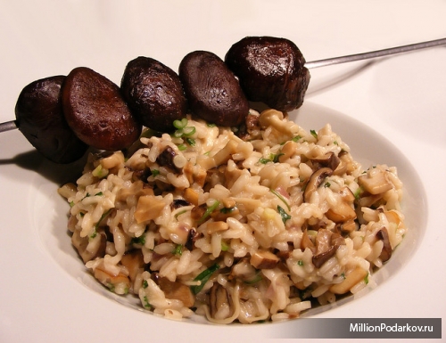 Рецепт вегетарианской кухни “Рис с грибами”