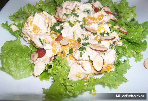 Видео рецепт блюда с курицей – Салат из курицы с мандарином