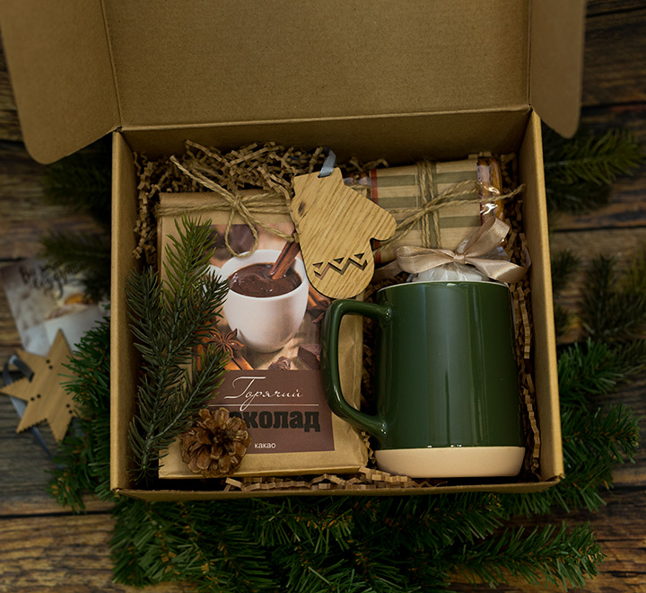 Новогодний подарочный набор Варежка горячий шоколад - фото