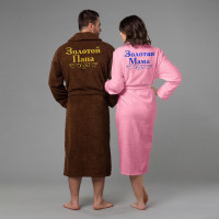 Комплект халатов с вышивкой Золотые мама и папа - фото
