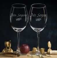 Комплект именных бокалов для вина Мистер и Миссис - фото
