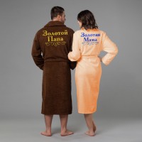 Комплект халатов с вышивкой Золотые мама и папа - фото