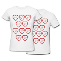 Комплект футболок *Сердца с пожеланиями* - фото