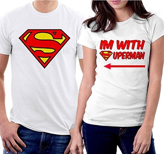 Парные футболки Superman / I am with Superman - фото