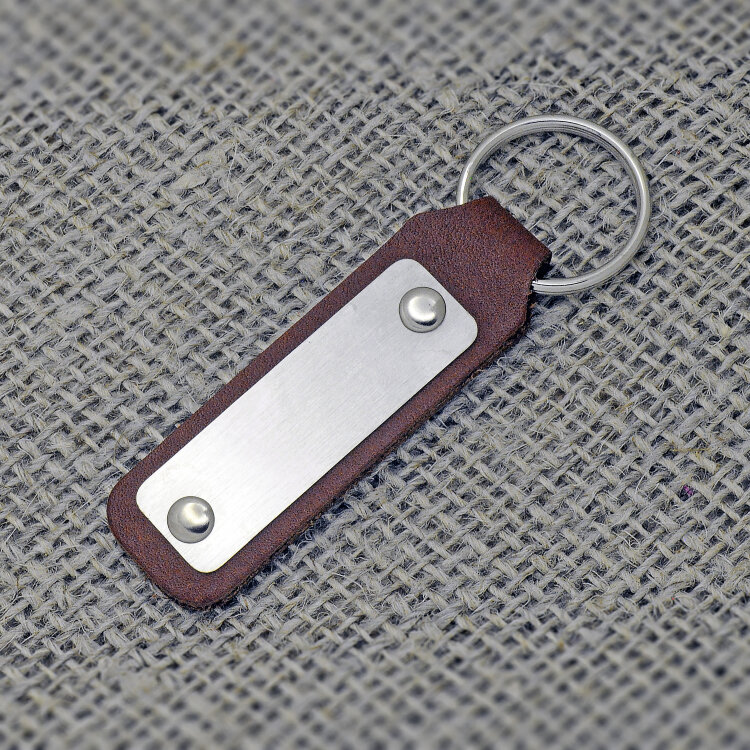 Кожаный Брелок мини 7х2 см, Коричневый - фото