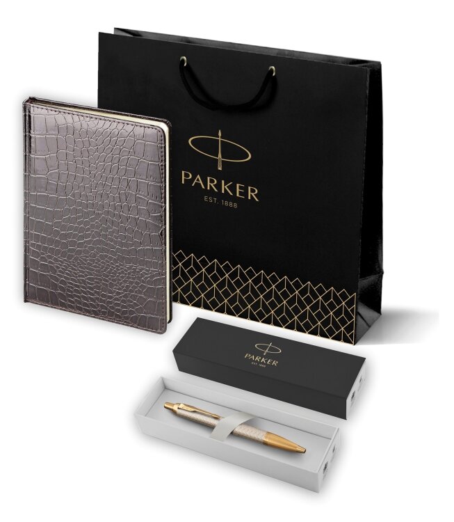 Подарочный набор:Шариковая ручка Parker IM Premium Warm Silver 193349_41687 - фото