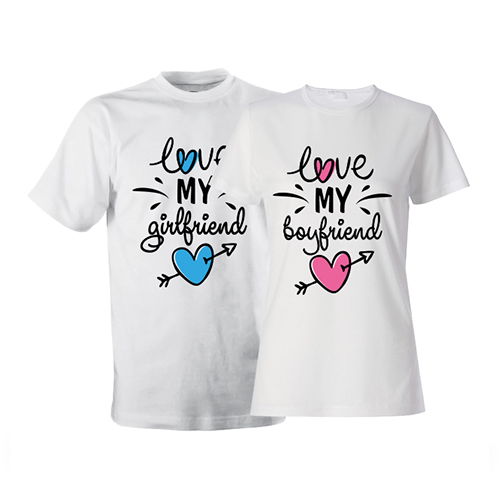 Парные футболки «Love my girlfriend-boyfriend» - фото