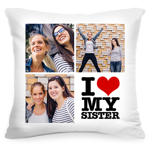 Подушка с Вашим фото «I love my sister» - фото