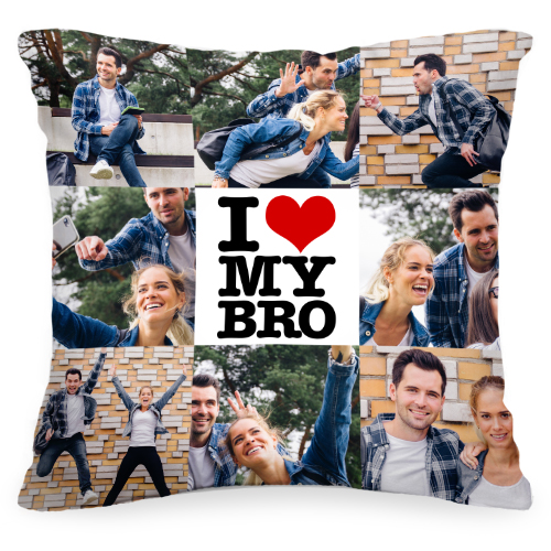 Подушка с Вашим фото «I love my bro» - фото