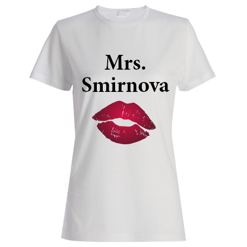 Именная женская футболка «Mrs.» - фото