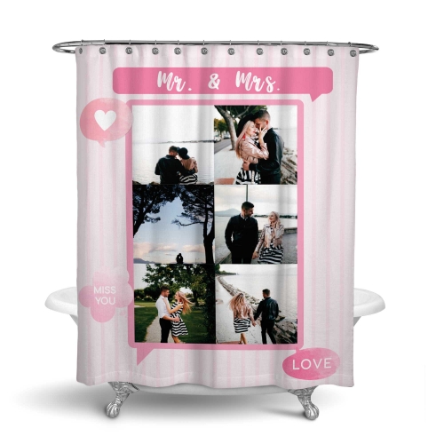 Шторка для ванной с Вашими фото «Mr and Miss» - фото