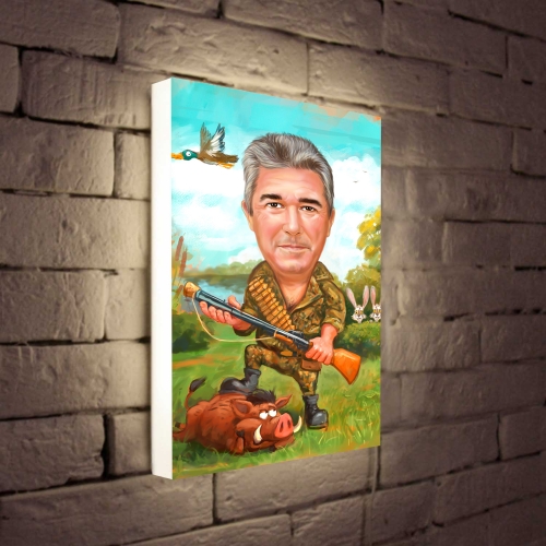 Светильник с портретом в образе по Вашему фото «Охотник» - фото