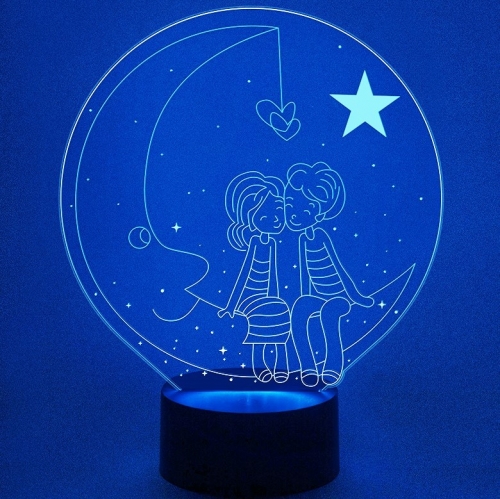 3D светильник «Влюбленные на луне» - фото