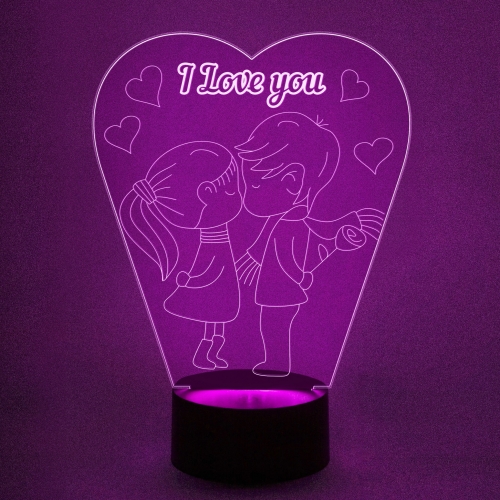 Именной 3D светильник «Первая любовь» - фото