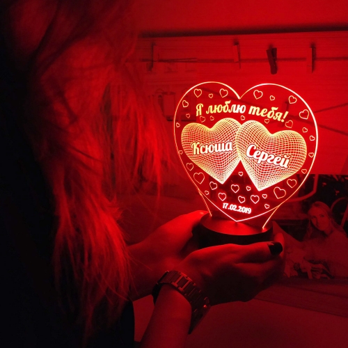 Именной 3D светильник «Я люблю тебя» - фото