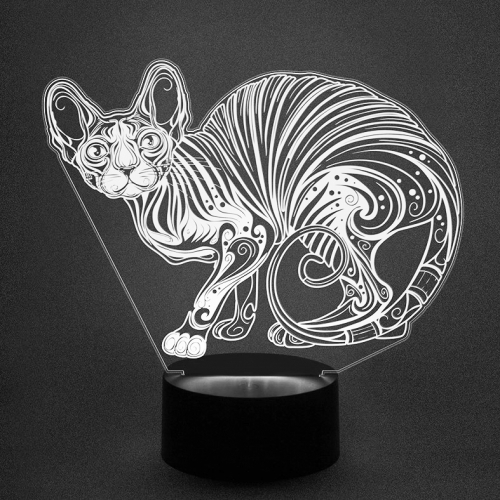 3D светильник «Кошка Сфинкс» - фото