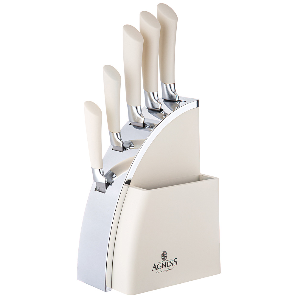 Набор ножей agness на пластиковой подставке, 6 предметов KSG-911-743 - фото