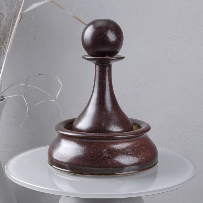 Настольный фонтан из фарфора Шахматы 30 см матовая бронза - фото