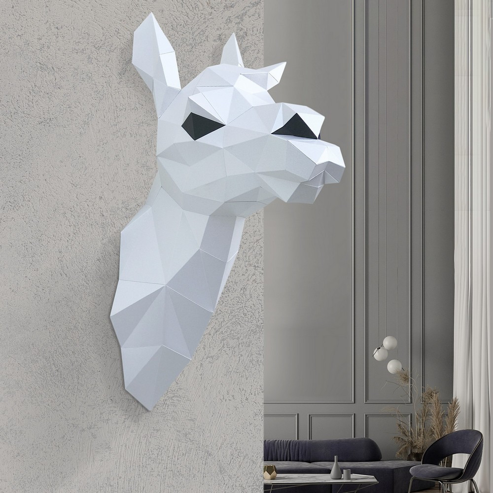 3D-модель Paperraz ЛАМА СНЕЖАНА (белая) на стену - фото