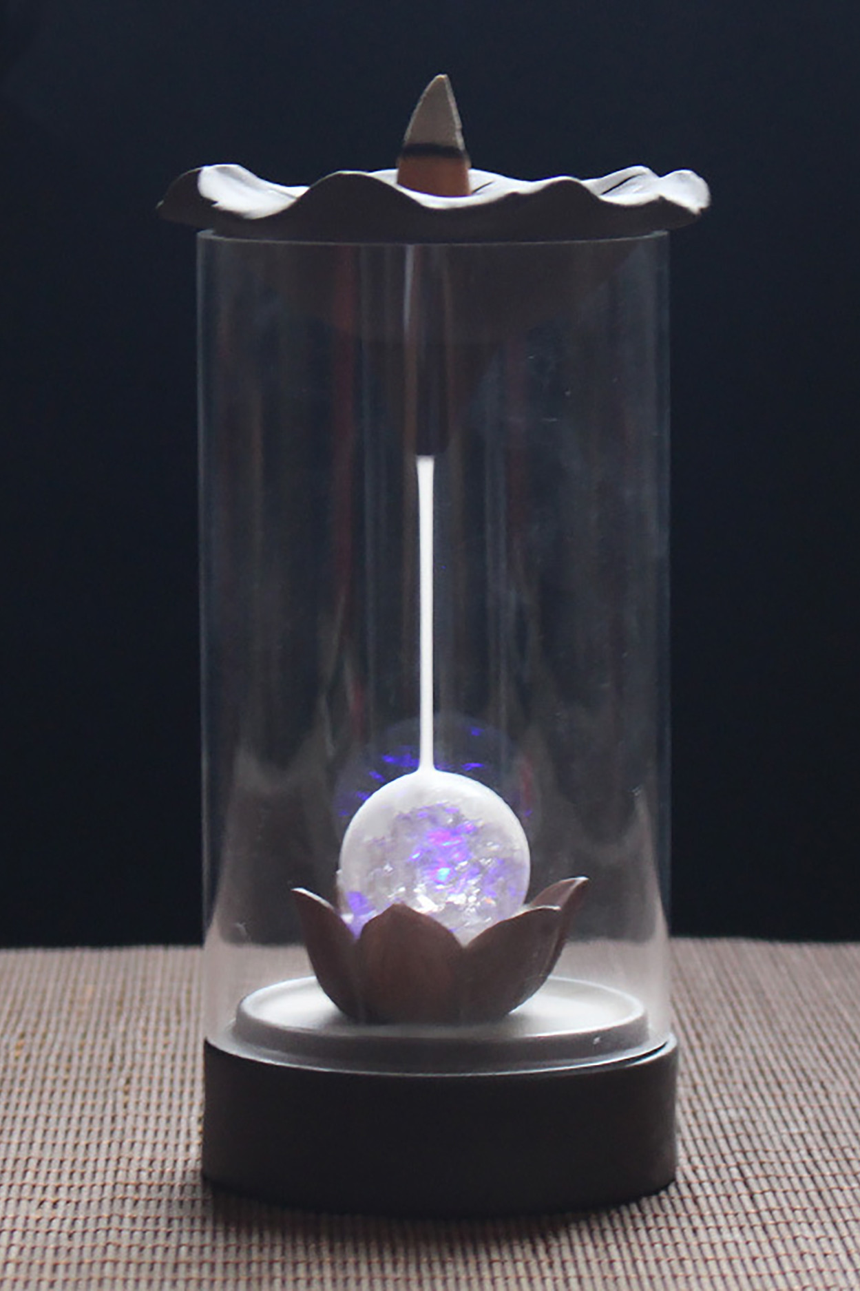 Подставка для благовоний стелющийся дым Магический Лотос 8х16 см с подсветкой - фото