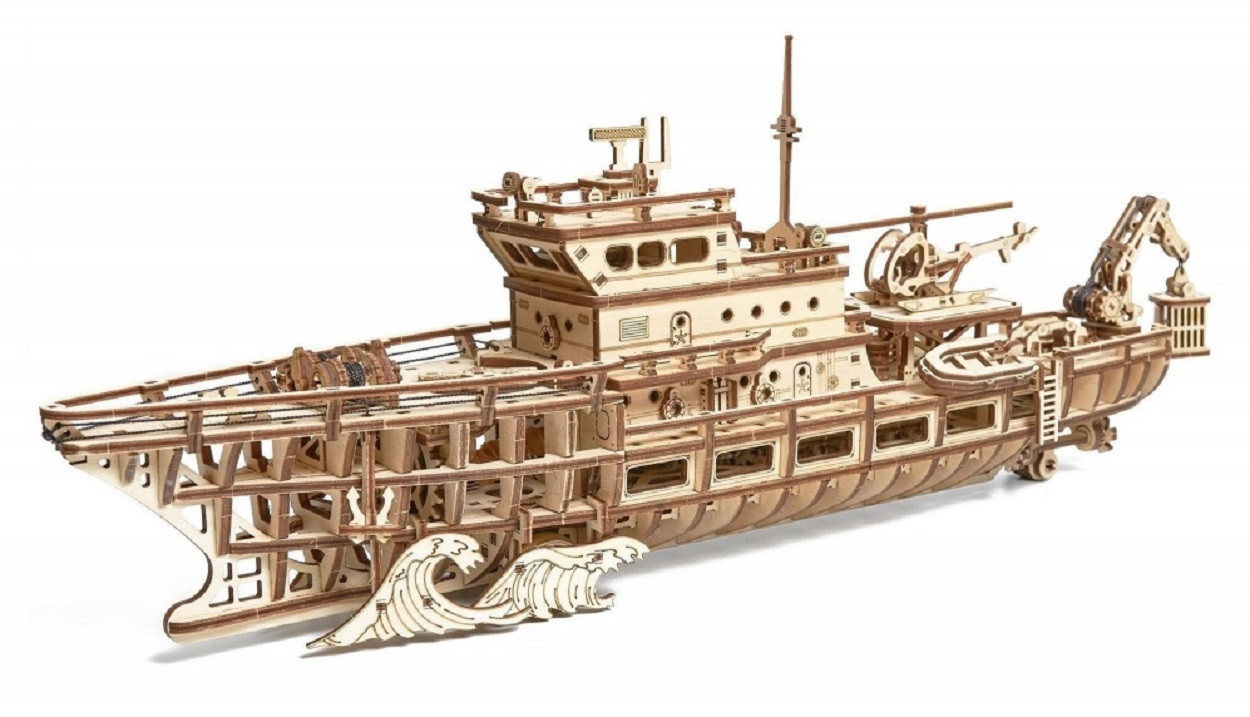 Электронная деревянная сборная модель Wood Trick Исследовательская Яхта(Корабль) - фото