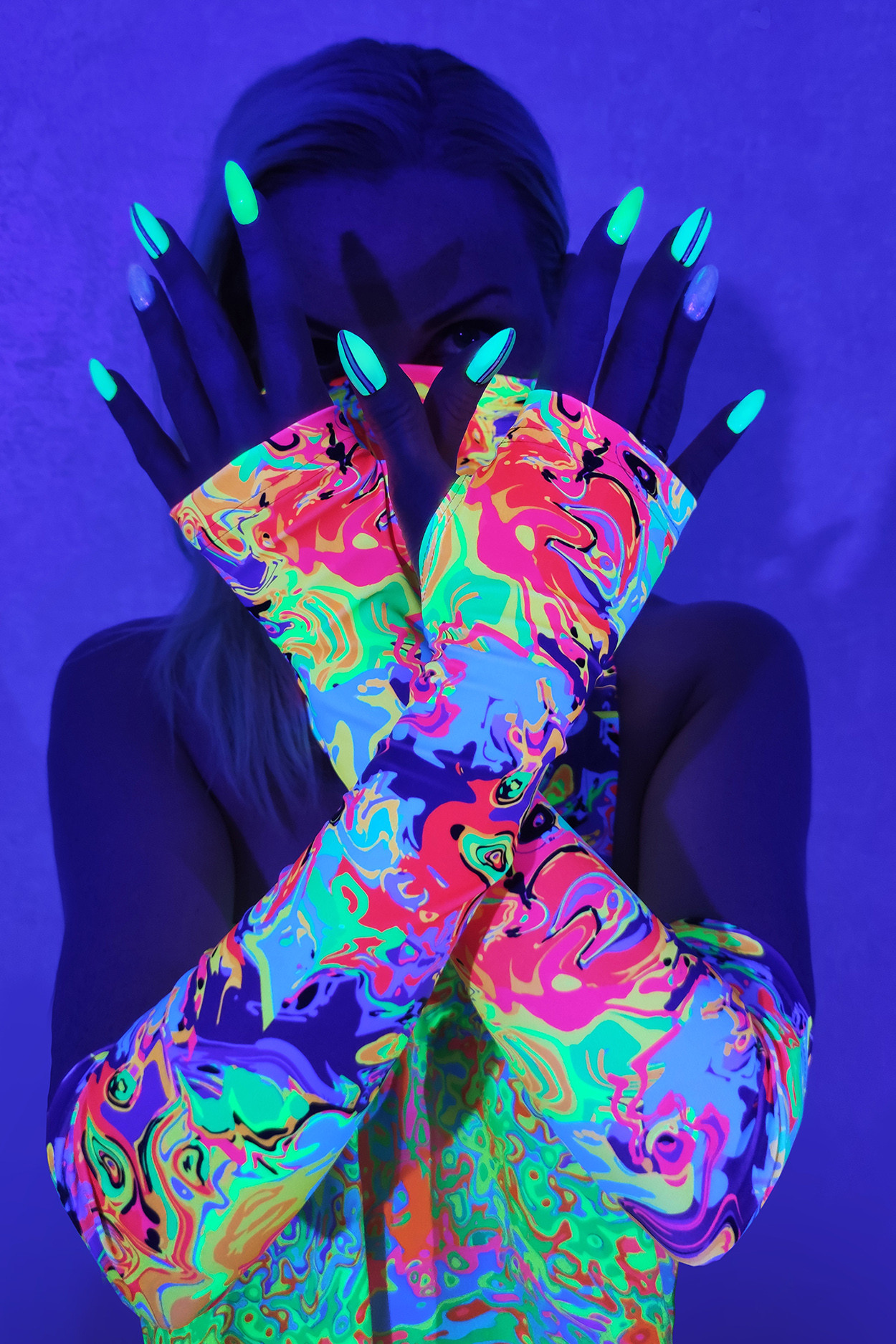 Ультрафиолетовые «Неоновые» перчатки-рукава Unisex - фото