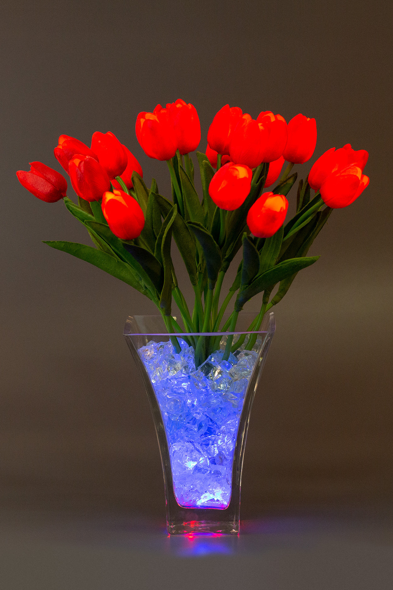 Светящиеся цветы Тюльпаны 21 шт. Красные (розовая/синяя) - фото