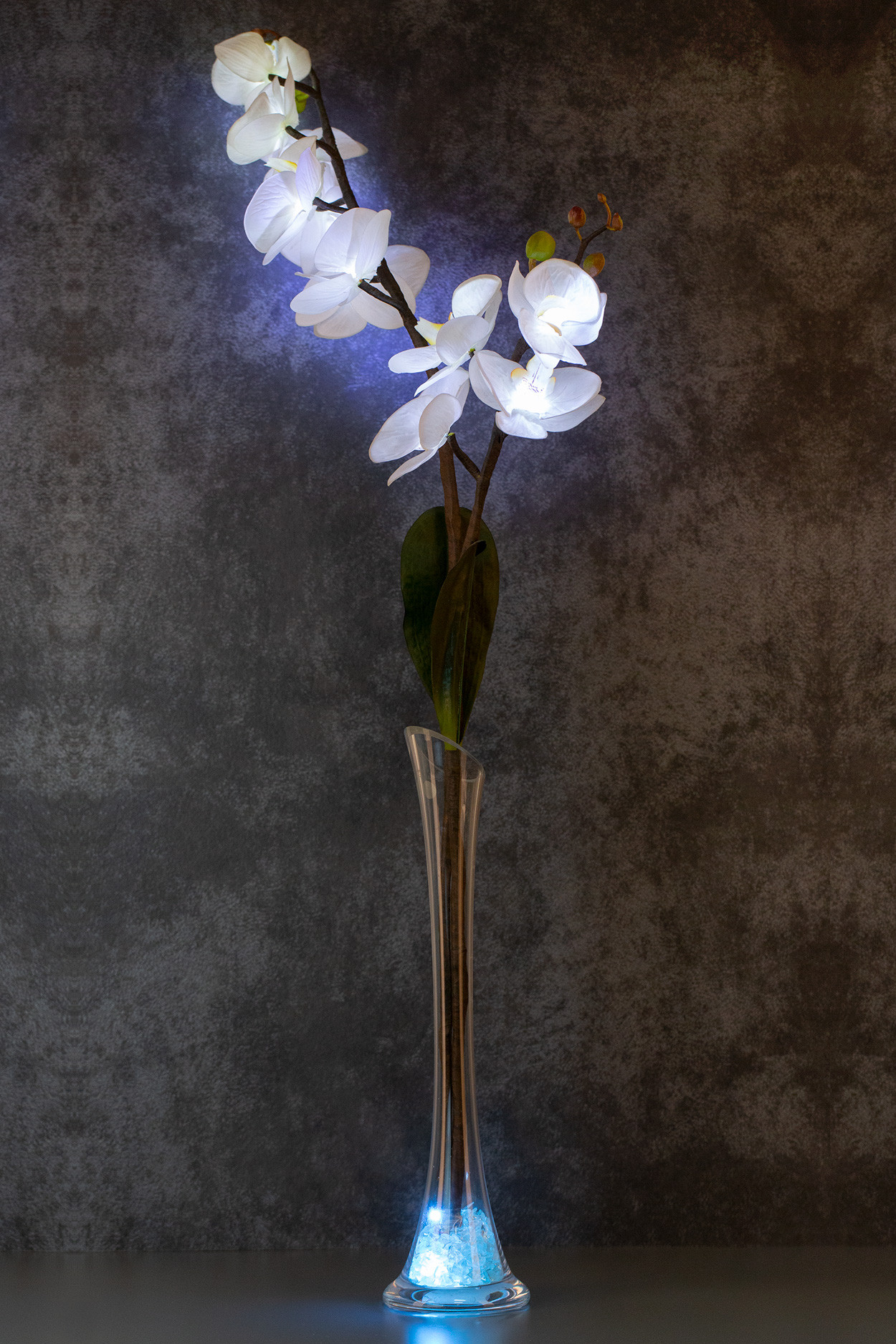 Светильник Орхидея Белая 11 цветков с белой подсветкой - фото