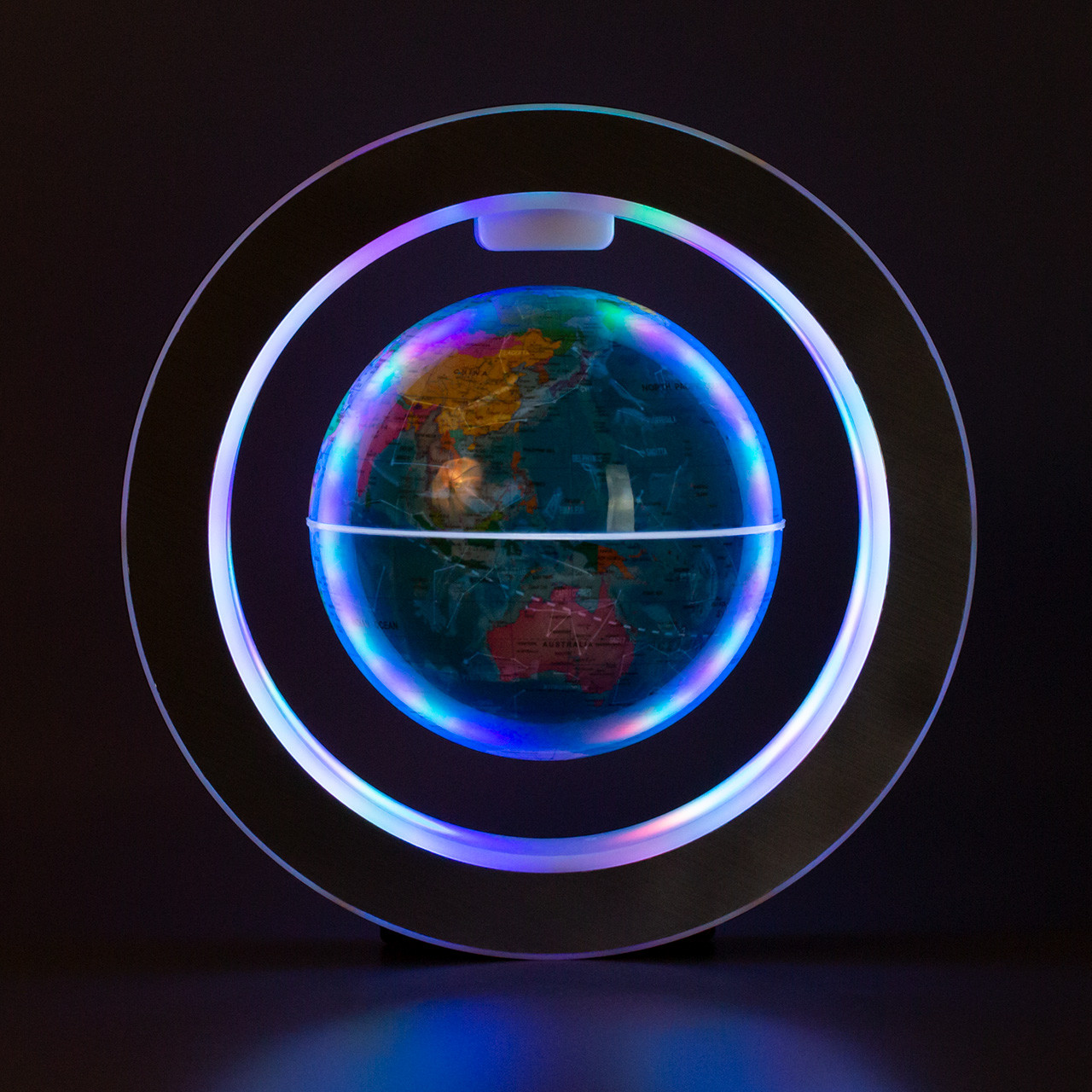 Левитирующий глобус D14 см с постоянной подсветкой в круглой рамке Политический/Созвездия - фото