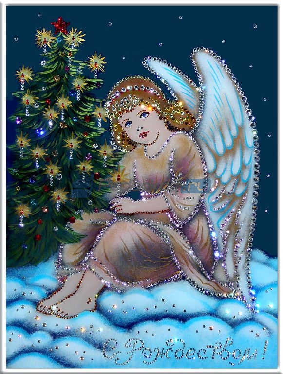 Картина с кристаллами Swarovski Рождественский ангел - фото