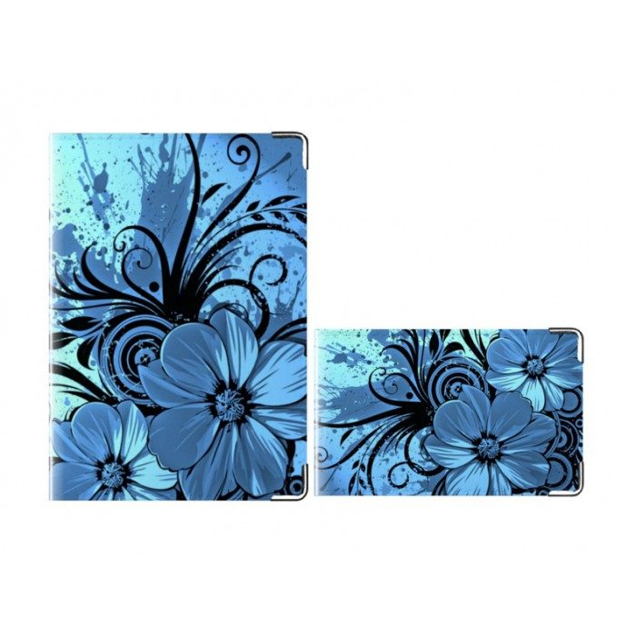 Комплект Blue flower: обложка на паспорт и визитница - фото