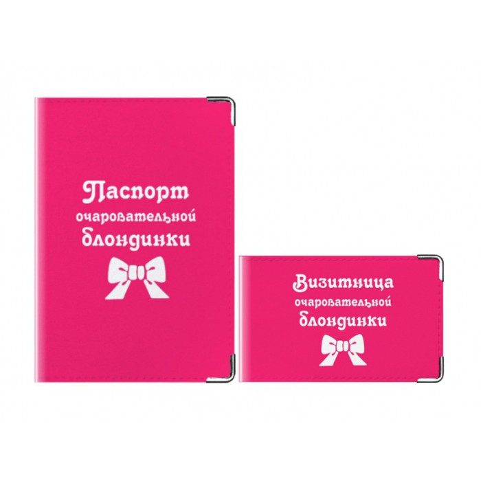 Комплект Очаровательная блондинка: обложка на паспорт и визитница - фото