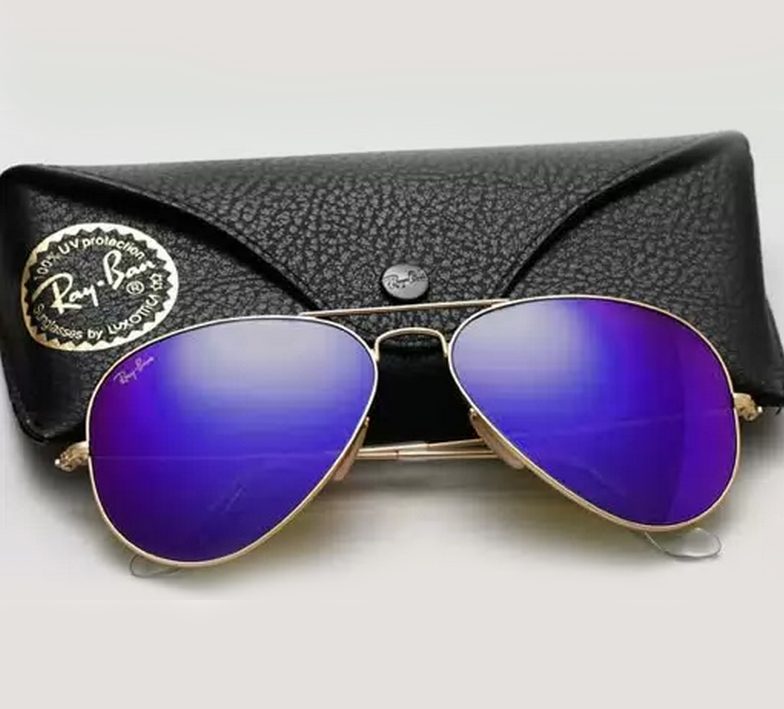 Зеркальные очки Ray Ban Aviator. 100% качество оригинала.темно синие - фото