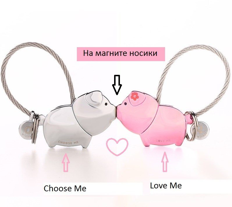 Парные брелки на магните Любящие свинки - фото