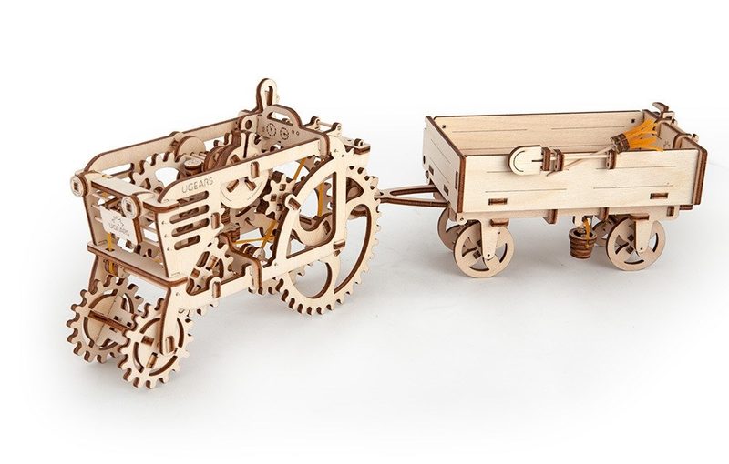 Деревянный конструктор  Ugears Прицеп к трактору - фото