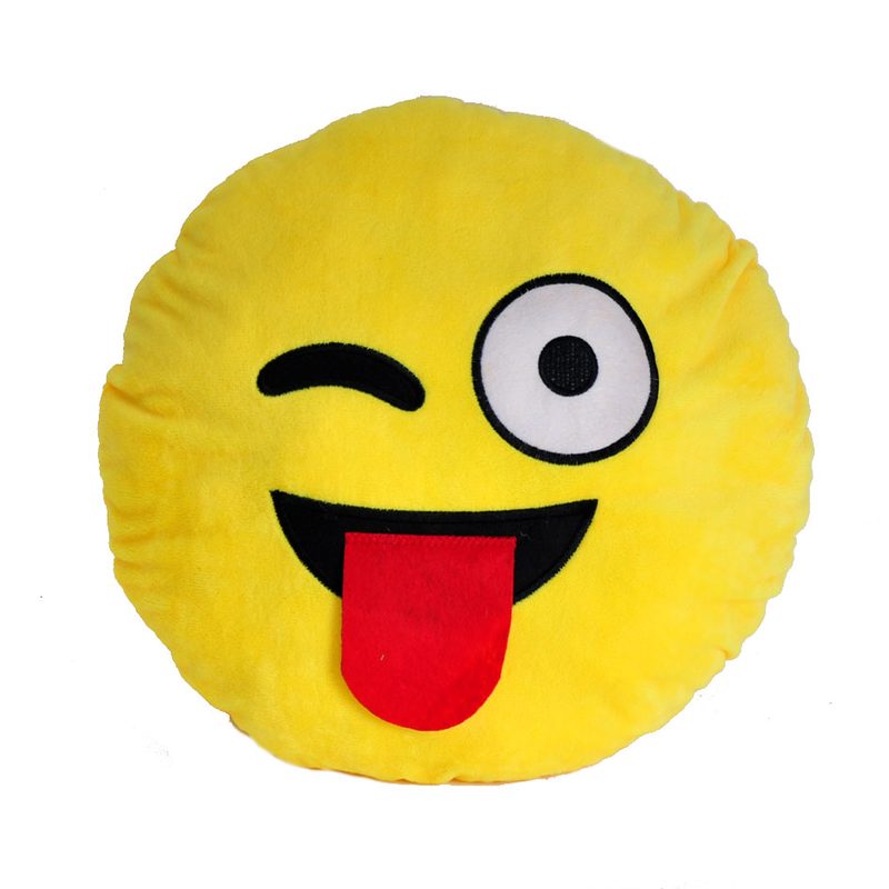 Подушка Emoji Crazy Face Emoji 27 см ярко-желтая - фото