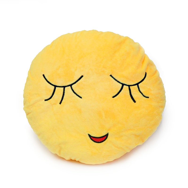 Подушка Emoji Relieved Face 30 см ярко-желтая - фото