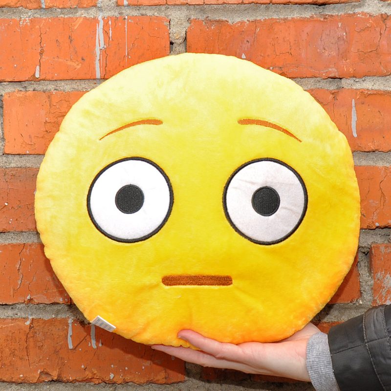 Подушка Emoji Flushed Face Emoji 27 см ярко-желтая - фото