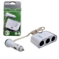 Разветвитель прикуривателя на 3 гнезда + USB - фото