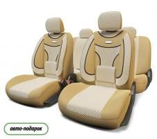 Авточехлы Extra Comfort с уникальной ортопедической поддержкой, бежевый (+ оплетка в подарок) - фото