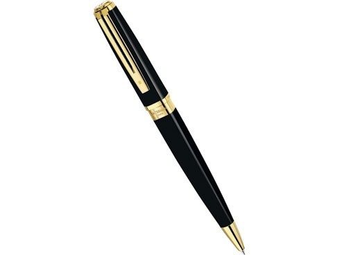 Шариковая ручка waterman exception slim, black lacquer gt S0636960 - фото
