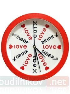 Часы настенные с обратным ходом (античасы) Eat, Love, Sleep №2 - фото