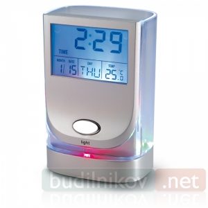 Часы-будильник Подставка для ручек с подсветкой и термометром - фото