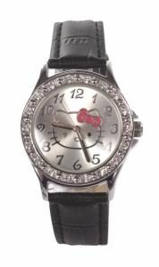 Часы наручные детские аналоговые Hello Kitty черный ремешок - фото