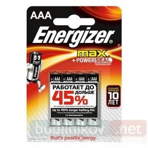 Батарейки Energizer Max (LR03-AAA) (Упаковка 4 штуки) - фото
