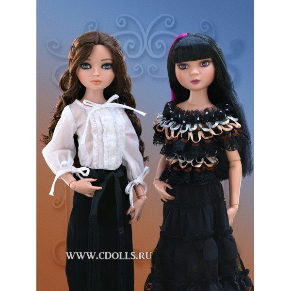 Tonner Woeful Ribbon and Dots Top (Скорбная черная кружевная блузка в горошек для кукол Элловайн от Тоннер) - фото