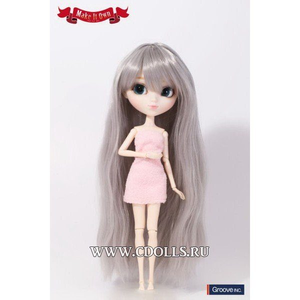 Длинный серый парик размер 22-25 см для кукол Pullip (Пуллип) / DAL (Дал) / Byul (Биул) / Isul (Исул), Groove inc - фото